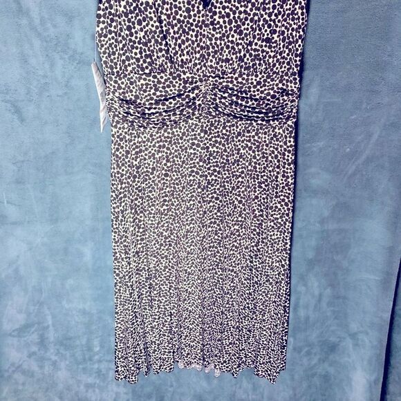 Brown and Ivory Sleeveless V-Neck Dress S-12 - Picture 5 of 5